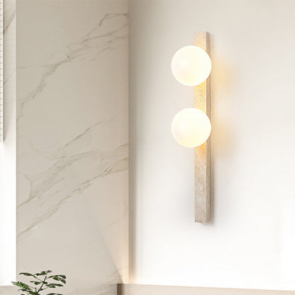 Modern Minimalist Travertine Glass Linear Globe 1/2/3-Lights Wall Sconce Lamp For Living Room