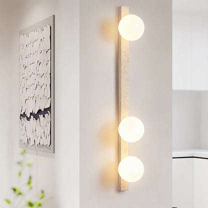 Modern Minimalist Travertine Glass Linear Globe 1/2/3-Lights Wall Sconce Lamp For Living Room