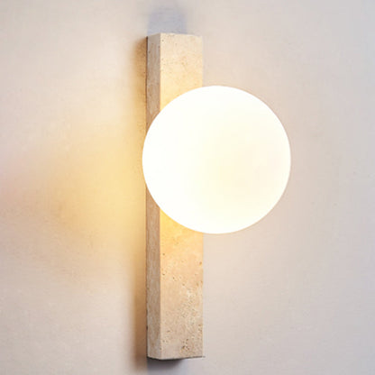 Modern Minimalist Travertine Glass Linear Globe 1/2/3-Lights Wall Sconce Lamp For Living Room