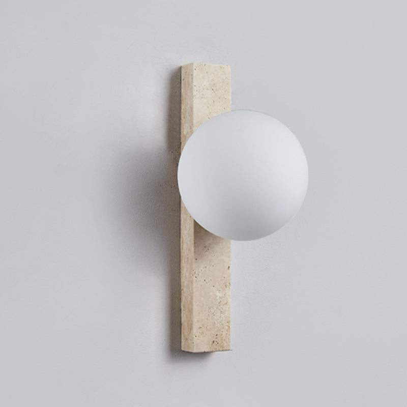 Modern Minimalist Travertine Glass Linear Globe 1/2/3-Lights Wall Sconce Lamp For Living Room