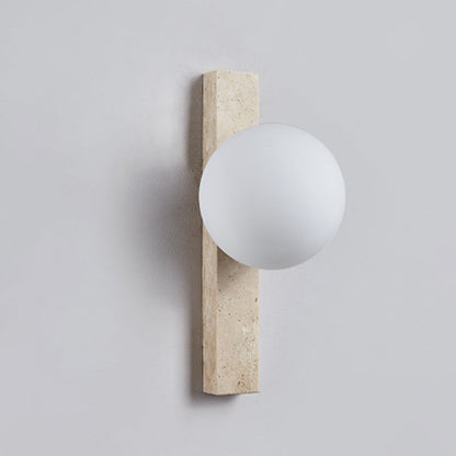 Modern Minimalist Travertine Glass Linear Globe 1/2/3-Lights Wall Sconce Lamp For Living Room