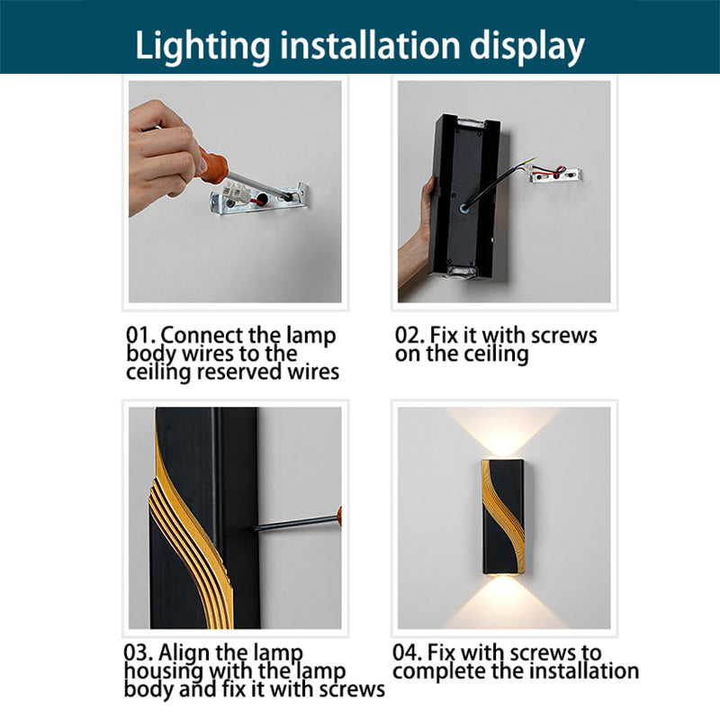Modern Minimalist PC Aluminum Textured Rectangle LED Wall Sconce Lamp For Outdoor