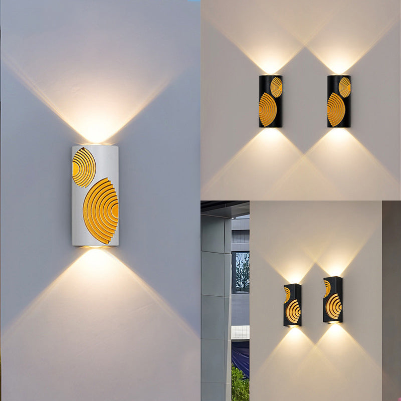 Modern Minimalist PC Aluminum Textured Rectangle LED Wall Sconce Lamp For Outdoor