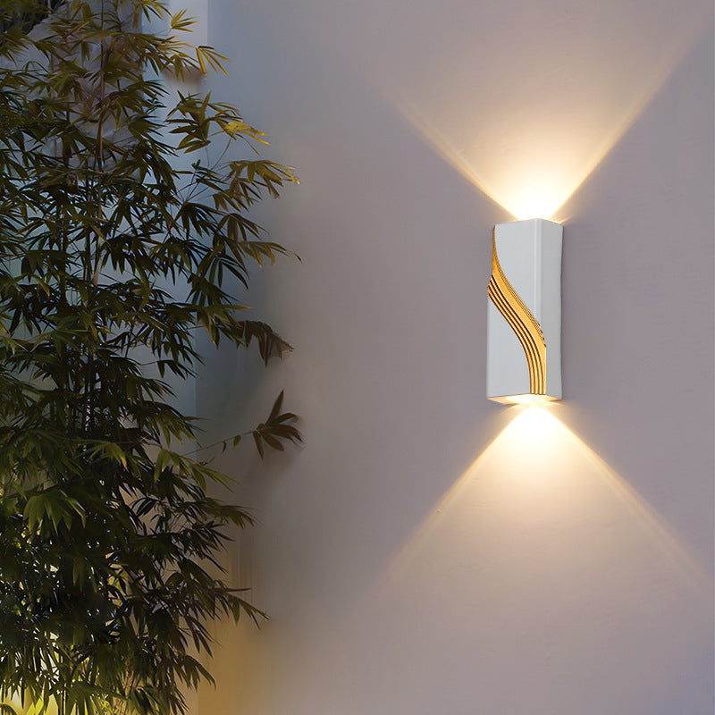 Modern Minimalist PC Aluminum Textured Rectangle LED Wall Sconce Lamp For Outdoor
