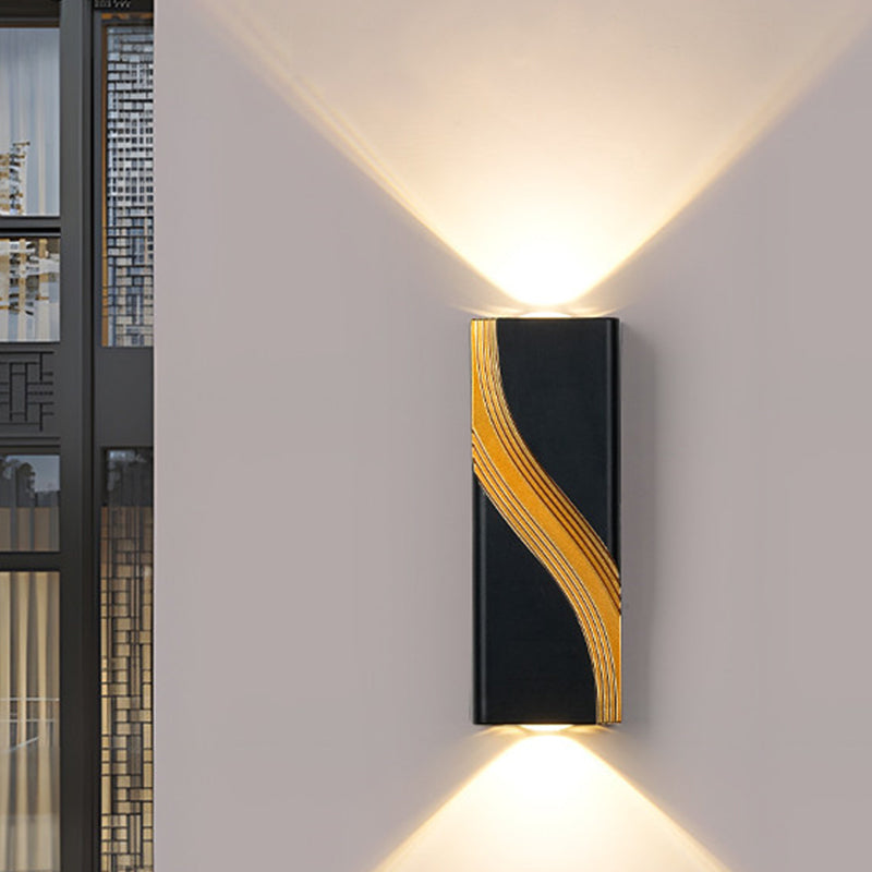 Modern Minimalist PC Aluminum Textured Rectangle LED Wall Sconce Lamp For Outdoor