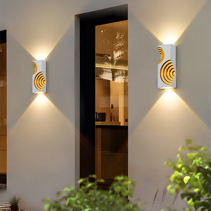 Modern Minimalist PC Aluminum Textured Rectangle LED Wall Sconce Lamp For Outdoor