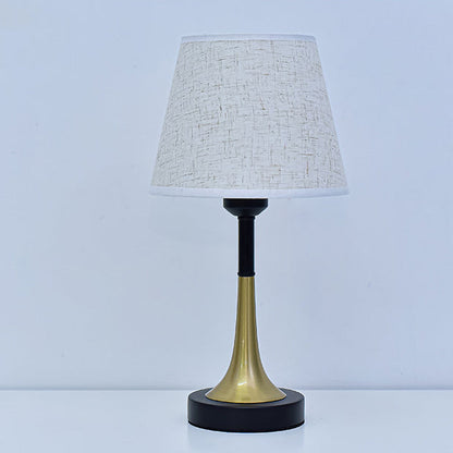 Contemporary Scandinavian Fabric Metal Fan-Shaped Round Cylinder LED Table Lamp For Bedroom