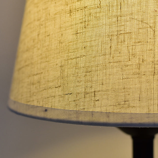 Contemporary Scandinavian Fabric Metal Fan-Shaped Round Cylinder LED Table Lamp For Bedroom