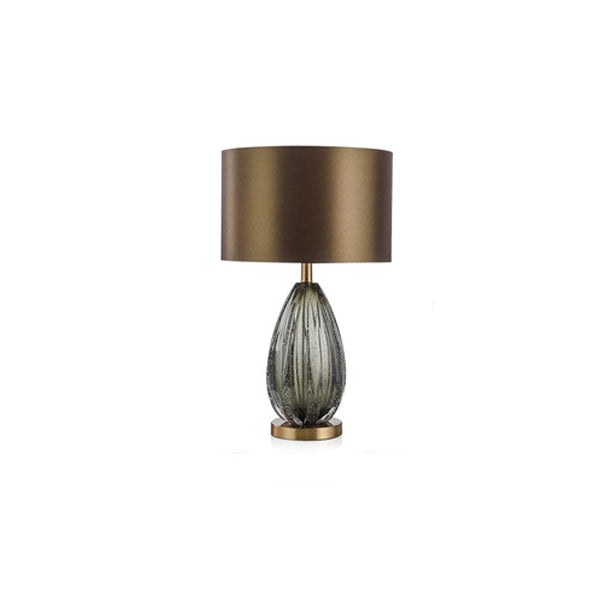 Contemporary Scandinavian Fabric Metal Crystal Oval Round 1-Light Table Lamp For Bedroom