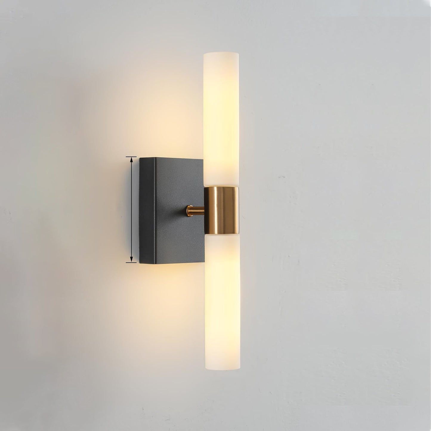 Modern Minimalist Glass Iron Cylindrical Round 2-Light Wall Sconce Lamp For Bedroom & Living Room