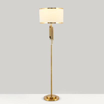 Contemporary Scandinavian Fabric Iron Oval-U Shape Round 1-Light Standing Floor Lamp For Bedroom & Living Room