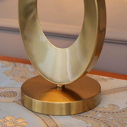 Contemporary Creative Fabric Metal Round-Ring 1-Light Table Lamp For Bedroom & Living Room