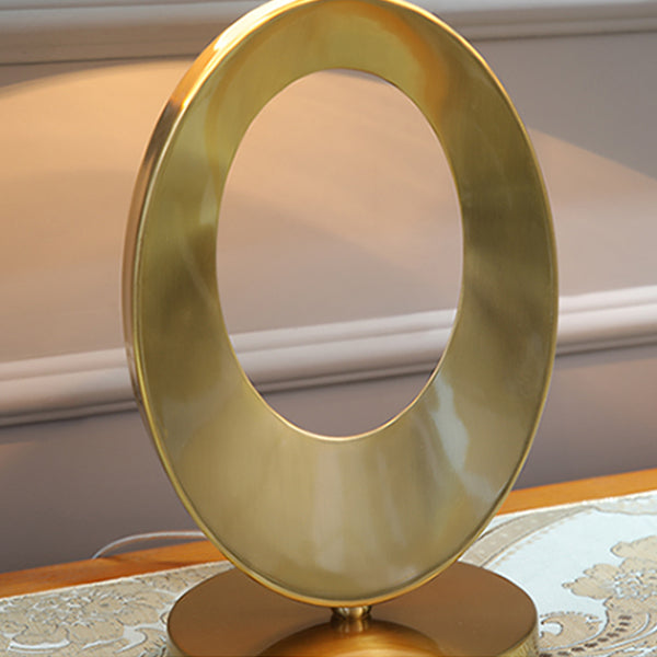 Contemporary Creative Fabric Metal Round-Ring 1-Light Table Lamp For Bedroom & Living Room