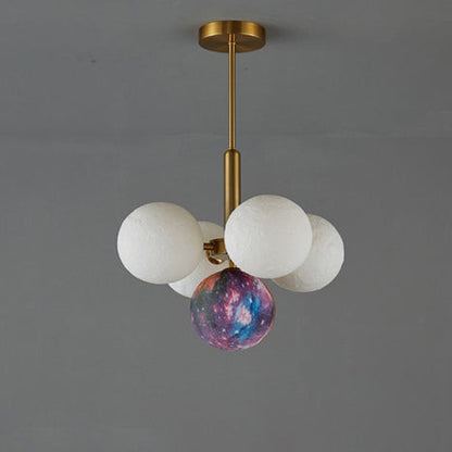 Contemporary Scandinavian PLA Iron Planet Round 5/13-Light Chandelier For Bedroom & Living