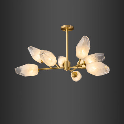 Contemporary Creative Brass Glass Round Branch 9/12-Light Chandelier For Bedroom & Living Room
