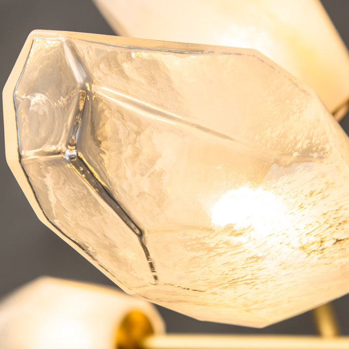 Contemporary Creative Brass Glass Round Branch 9/12-Light Chandelier For Bedroom & Living Room