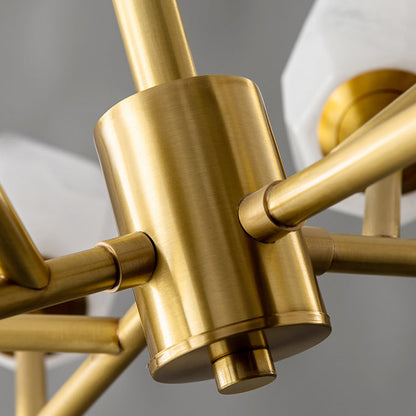 Contemporary Creative Brass Glass Round Branch 9/12-Light Chandelier For Bedroom & Living Room