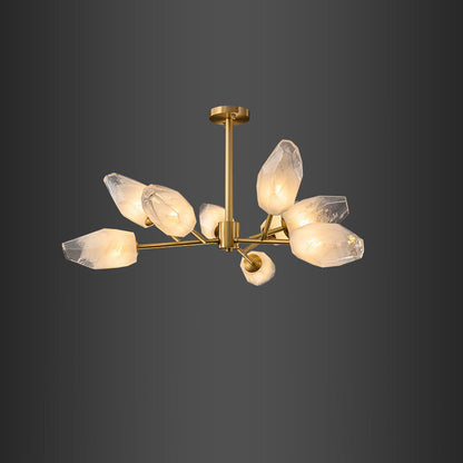 Contemporary Creative Brass Glass Round Branch 9/12-Light Chandelier For Bedroom & Living Room