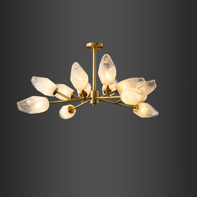 Contemporary Creative Brass Glass Round Branch 9/12-Light Chandelier For Bedroom & Living Room