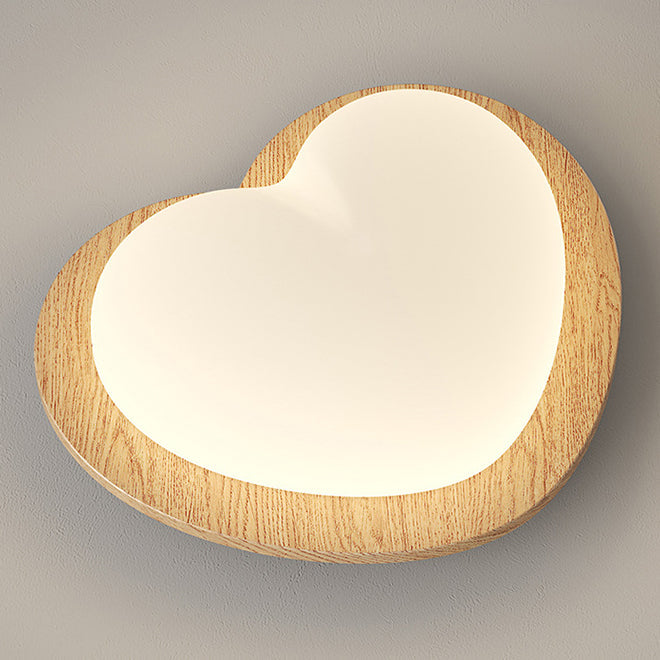 Traditional Chinese PE Rubberwood Heart Star Wave LED Flush Mount Ceiling Light For Bedroom