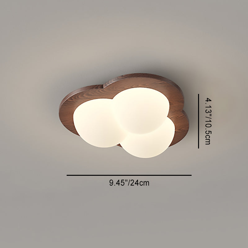 Traditional Chinese PE Rubberwood Heart Star Wave LED Flush Mount Ceiling Light For Bedroom