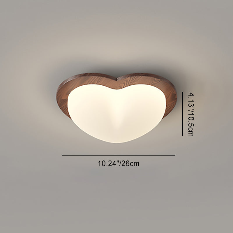 Traditional Chinese PE Rubberwood Heart Star Wave LED Flush Mount Ceiling Light For Bedroom