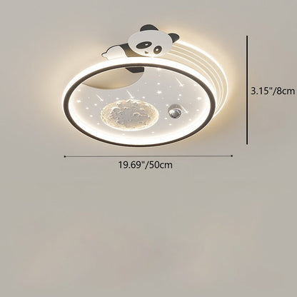 Modern Art Deco Kids Acrylic Resin Iron Bunny Panda LED Flush Mount Ceiling Light For Bedroom & Living Room