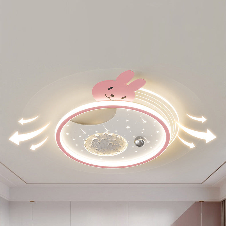 Modern Art Deco Kids Acrylic Resin Iron Bunny Panda LED Flush Mount Ceiling Light For Bedroom & Living Room