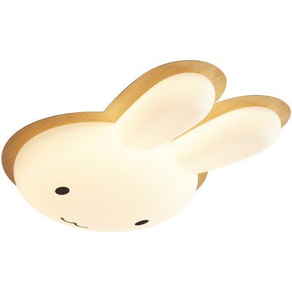 Modern Art Deco Kids PE Iron Rabbit Shape LED Flush Mount Ceiling Light For Bedroom