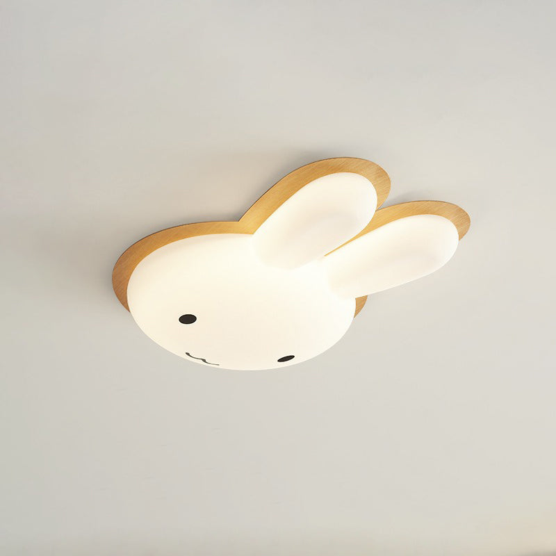 Modern Art Deco Kids PE Iron Rabbit Shape LED Flush Mount Ceiling Light For Bedroom
