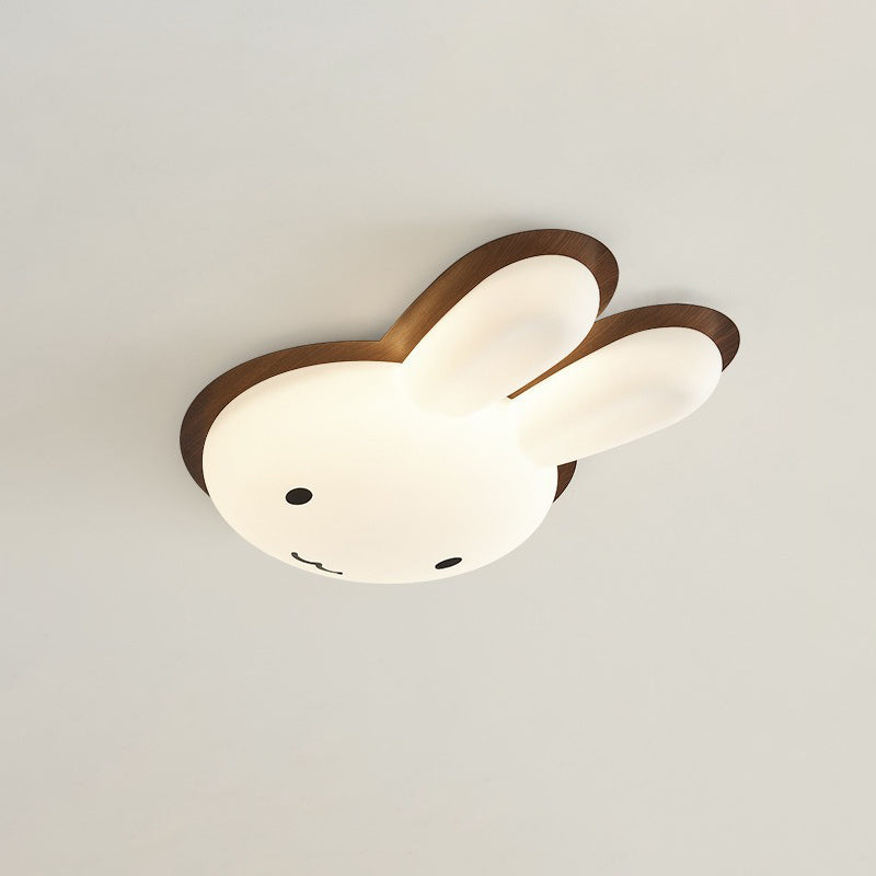 Modern Art Deco Kids PE Iron Rabbit Shape LED Flush Mount Ceiling Light For Bedroom