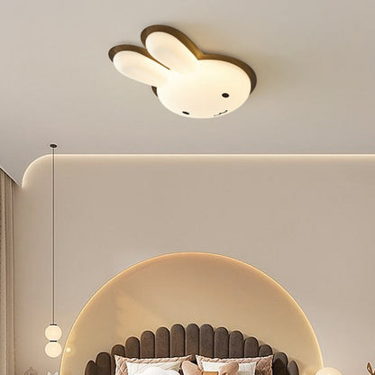 Modern Art Deco Kids PE Iron Rabbit Shape LED Flush Mount Ceiling Light For Bedroom