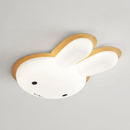 Modern Art Deco Kids PE Iron Rabbit Shape LED Flush Mount Ceiling Light For Bedroom