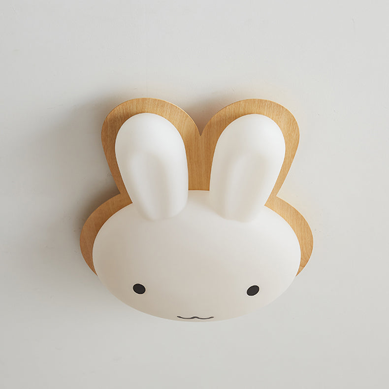 Modern Art Deco Kids PE Iron Rabbit Shape LED Flush Mount Ceiling Light For Bedroom
