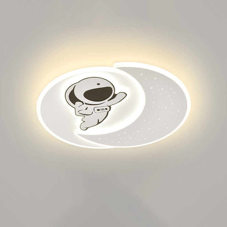 Modern Minimalist Acrylic Iron Astronaut Bear Star LED Flush Mount Ceiling Light For Bedroom