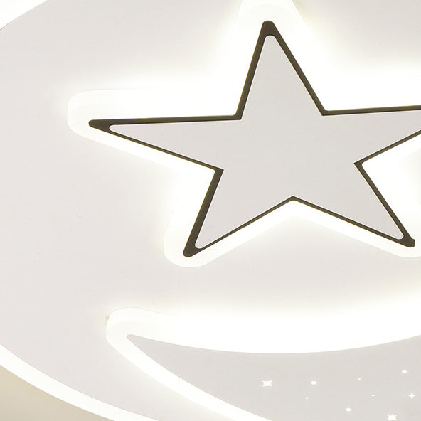 Modern Minimalist Acrylic Iron Astronaut Bear Star LED Flush Mount Ceiling Light For Bedroom