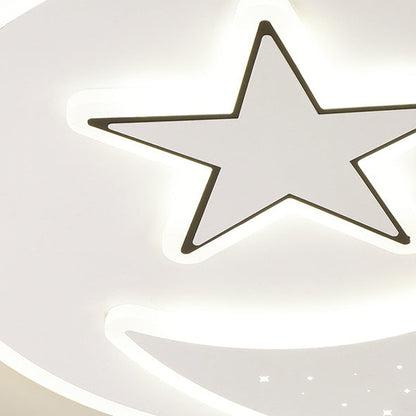 Modern Minimalist Acrylic Iron Astronaut Bear Star LED Flush Mount Ceiling Light For Bedroom