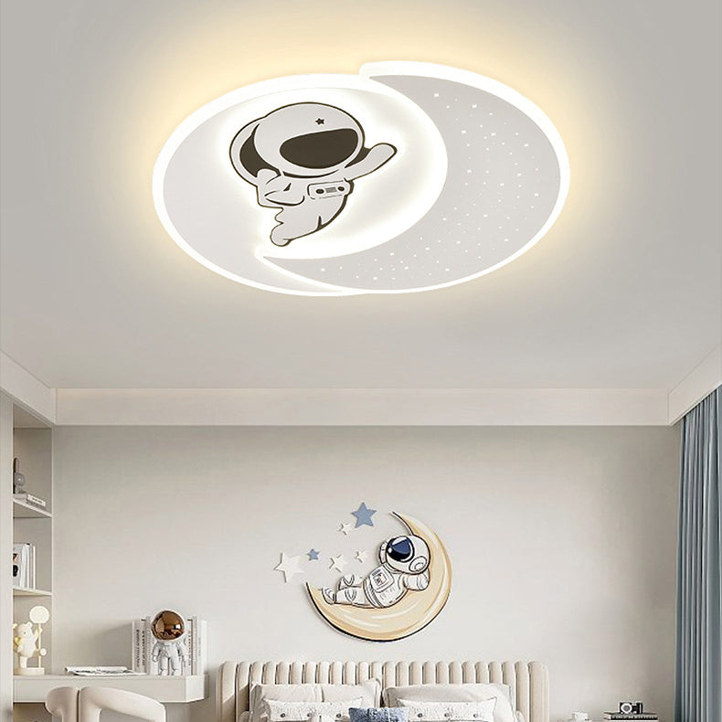 Modern Minimalist Acrylic Iron Astronaut Bear Star LED Flush Mount Ceiling Light For Bedroom