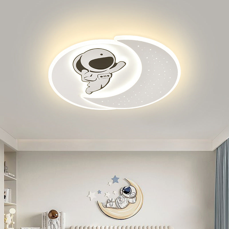 Modern Minimalist Acrylic Iron Astronaut Bear Star LED Flush Mount Ceiling Light For Bedroom