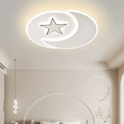 Modern Minimalist Acrylic Iron Astronaut Bear Star LED Flush Mount Ceiling Light For Bedroom