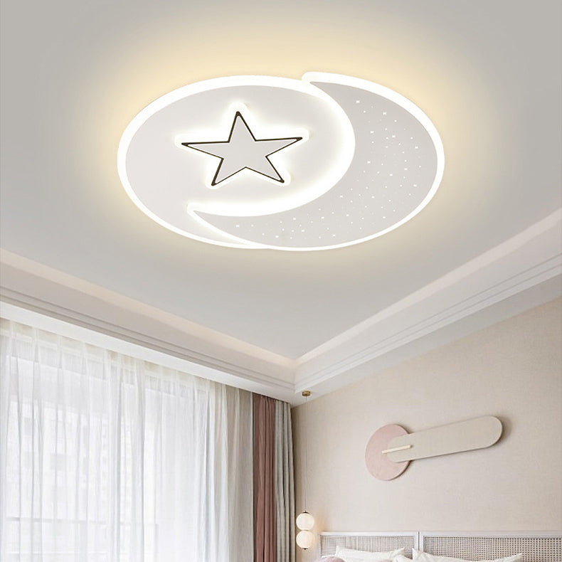 Modern Minimalist Acrylic Iron Astronaut Bear Star LED Flush Mount Ceiling Light For Bedroom