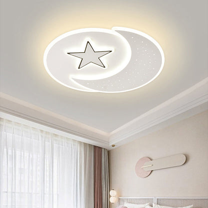 Modern Minimalist Acrylic Iron Astronaut Bear Star LED Flush Mount Ceiling Light For Bedroom