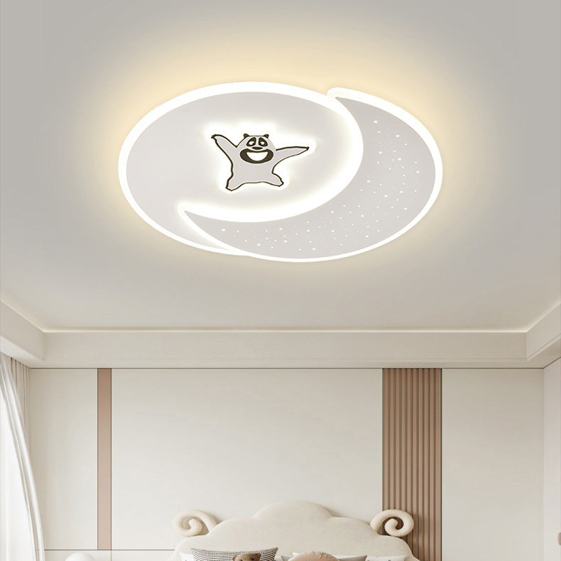Modern Minimalist Acrylic Iron Astronaut Bear Star LED Flush Mount Ceiling Light For Bedroom