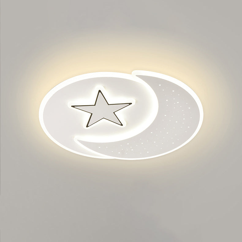 Modern Minimalist Acrylic Iron Astronaut Bear Star LED Flush Mount Ceiling Light For Bedroom