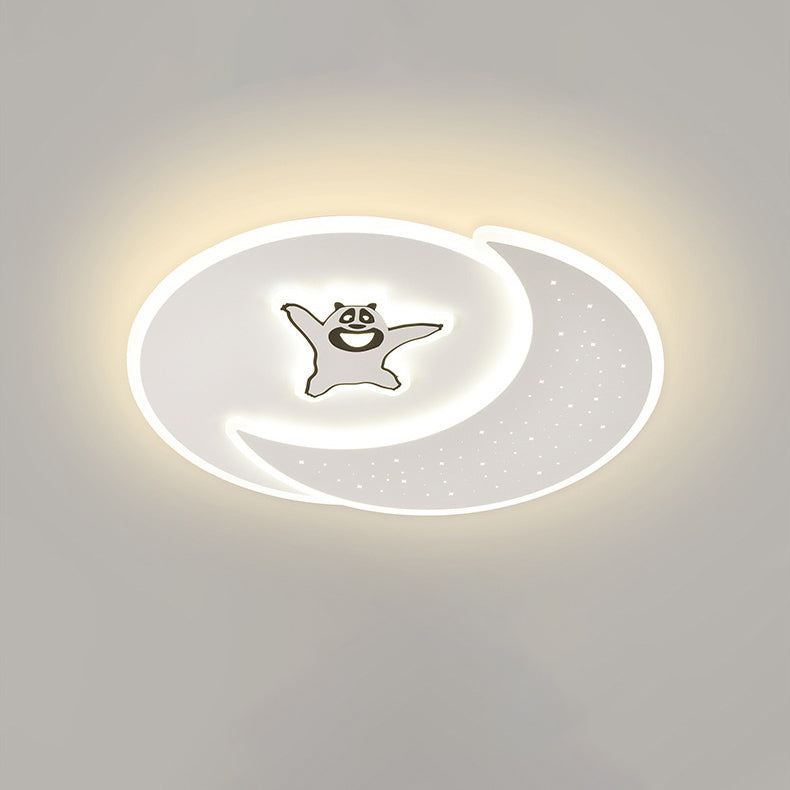 Modern Minimalist Acrylic Iron Astronaut Bear Star LED Flush Mount Ceiling Light For Bedroom
