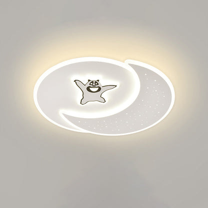 Modern Minimalist Acrylic Iron Astronaut Bear Star LED Flush Mount Ceiling Light For Bedroom