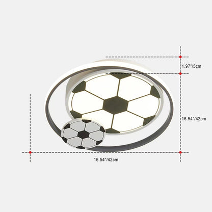 Modern Art Deco Kids Acrylic Iron Soccer-Shaped Round LED Flush Mount Ceiling Light For Bedroom