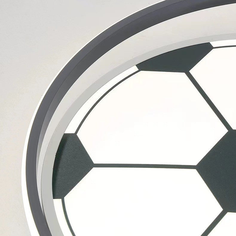 Modern Art Deco Kids Acrylic Iron Soccer-Shaped Round LED Flush Mount Ceiling Light For Bedroom