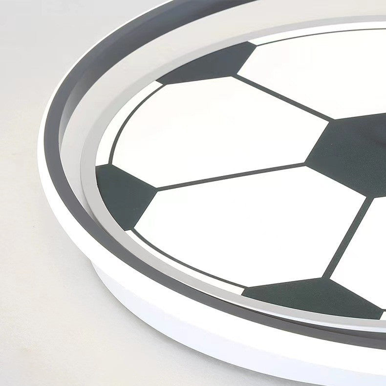 Modern Art Deco Kids Acrylic Iron Soccer-Shaped Round LED Flush Mount Ceiling Light For Bedroom