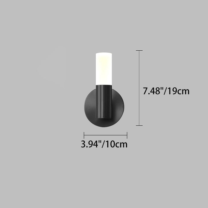 Modern Minimalist Acrylic & Iron Round Cylinder LED Wall Sconce Lamp For Bedroom & Living Room